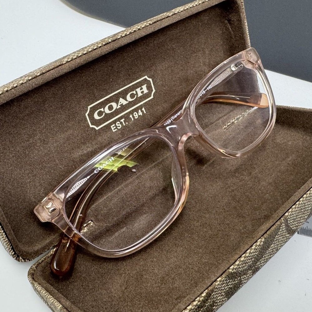 COACH HC6139U 5556 Transparent Pink Rectangle Women's 53 mm Eyeglasses - Picture 14 of 14